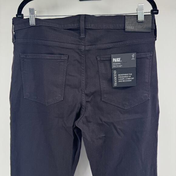 Paige The Federal Slim Straight Jeans Mens Sz 32 NWT Stretch Black Denim - Picture 4 of 10